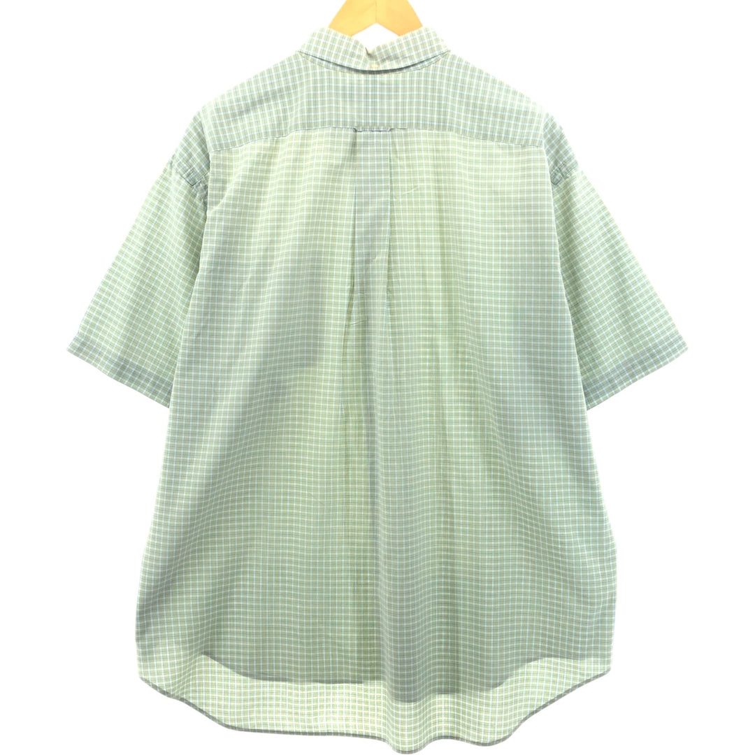 Ralph Lauren BARTLETT short sleeve button down check shirt, men's XXL size cotton green type yellow green Vintage Second Hand