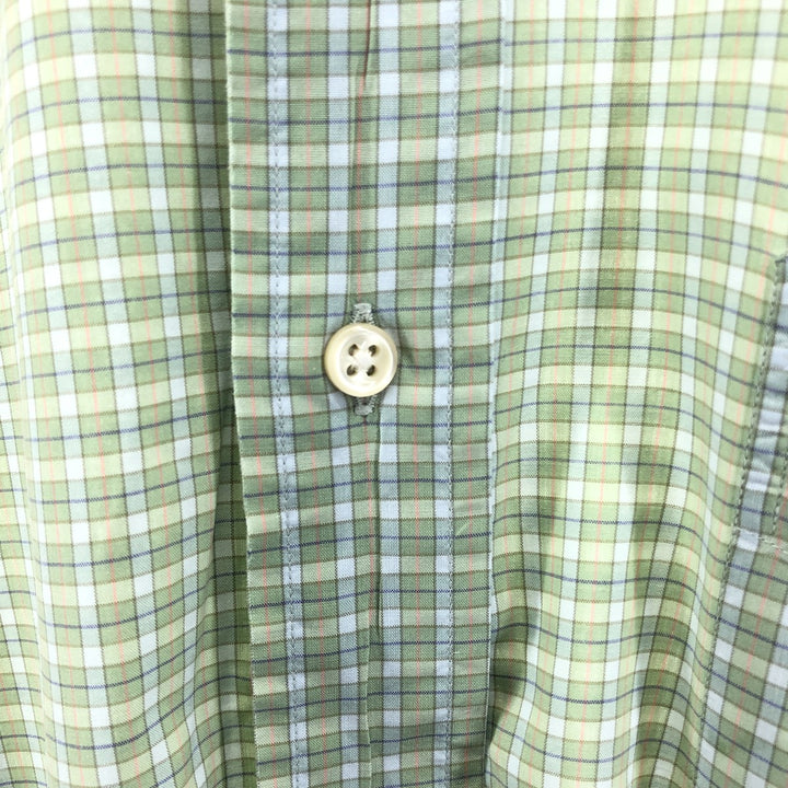 Ralph Lauren BARTLETT short sleeve button down check shirt, men's XXL size cotton green type yellow green Vintage Second Hand
