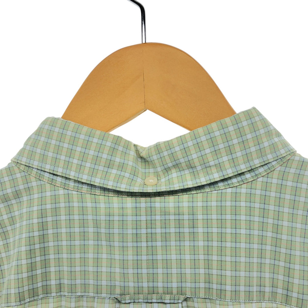 Ralph Lauren BARTLETT short sleeve button down check shirt, men's XXL size cotton green type yellow green Vintage Second Hand