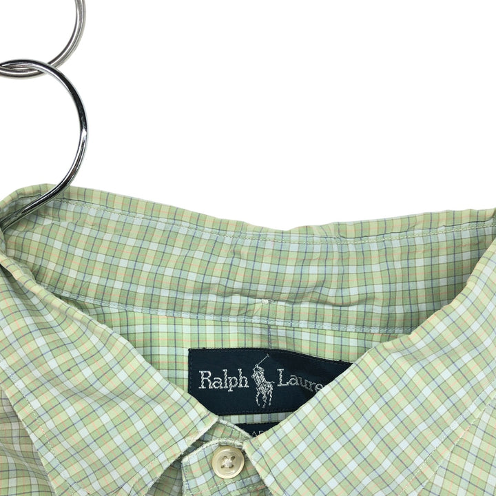 Ralph Lauren BARTLETT short sleeve button down check shirt, men's XXL size cotton green type yellow green Vintage Second Hand