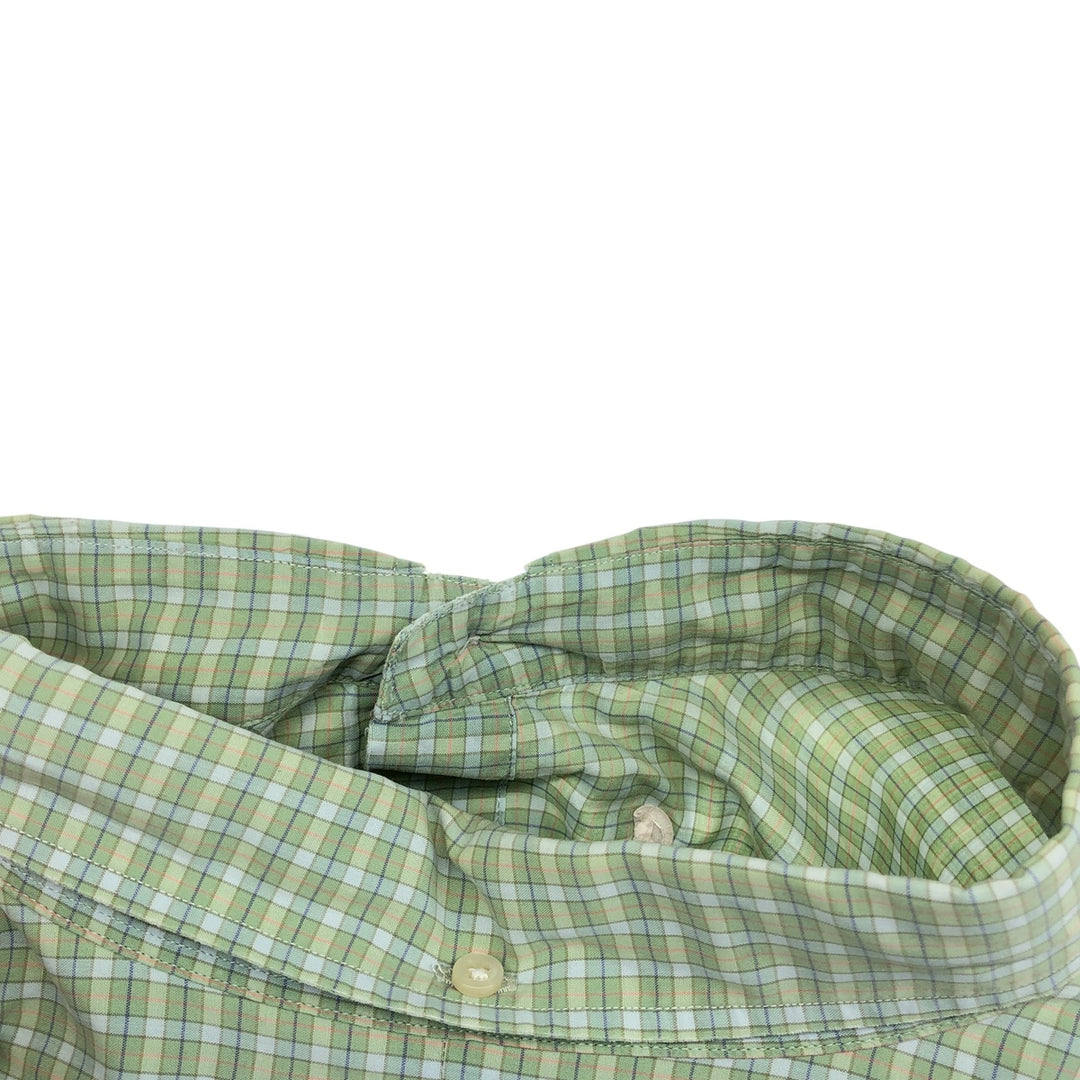 Ralph Lauren BARTLETT short sleeve button down check shirt, men's XXL size cotton green type yellow green Vintage Second Hand
