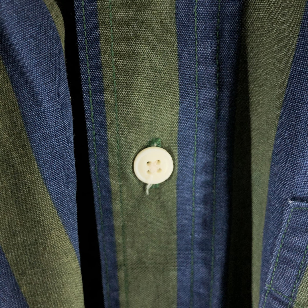90'S Ralph Lauren CHAPS short sleeve button down striped shirt men's size L vintage cotton Green type dark green Vintage Second Hand