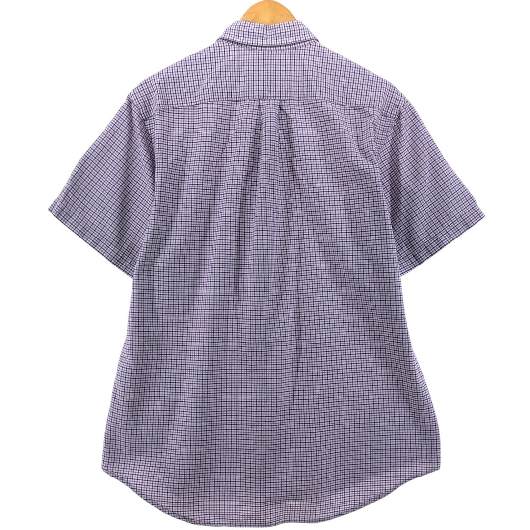 Ralph Lauren short sleeve button down check shirt, men's size L cotton purple type Vintage Second Hand