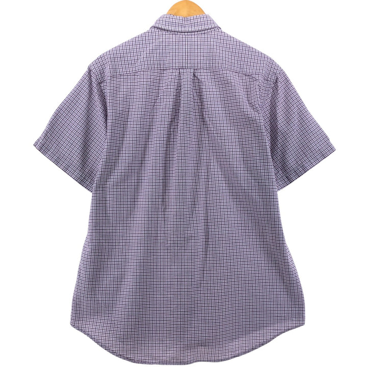 Ralph Lauren short sleeve button down check shirt, men's size L cotton purple type Vintage Second Hand