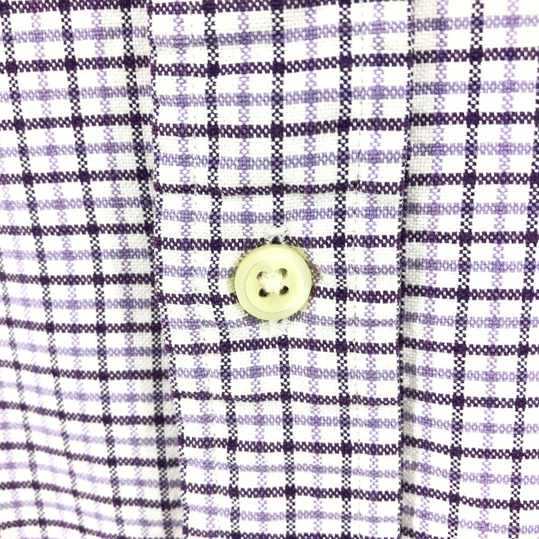Ralph Lauren short sleeve button down check shirt, men's size L cotton purple type Vintage Second Hand