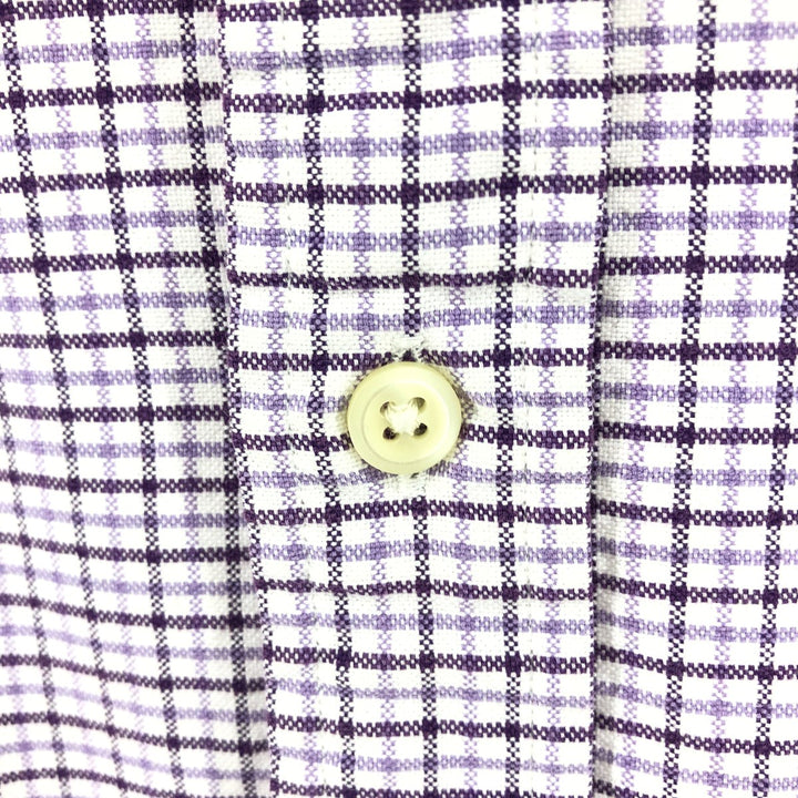 Ralph Lauren short sleeve button down check shirt, men's size L cotton purple type Vintage Second Hand