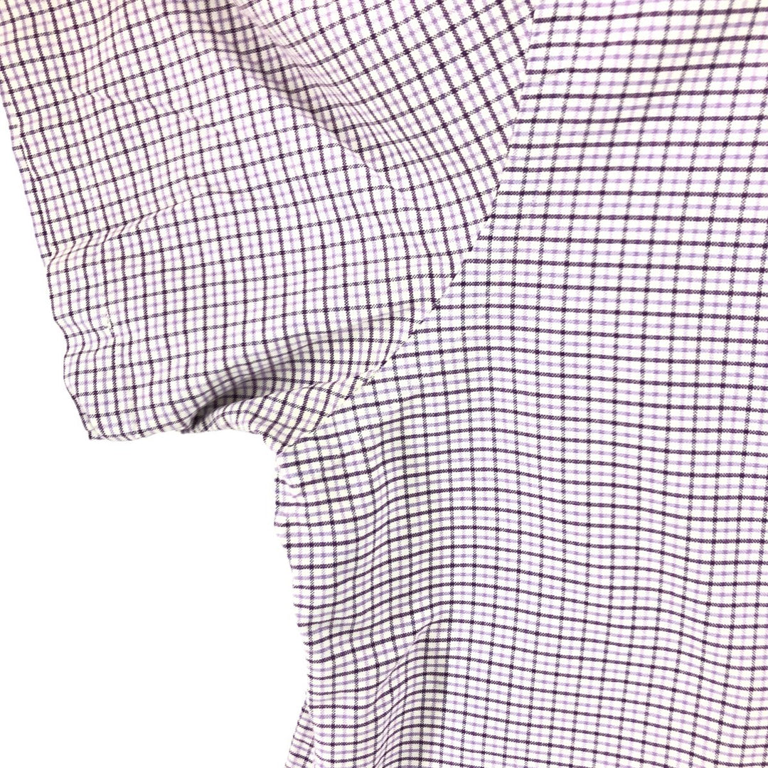 Ralph Lauren short sleeve button down check shirt, men's size L cotton purple type Vintage Second Hand