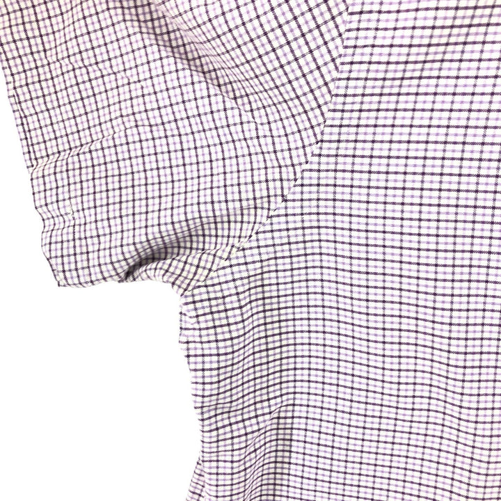 Ralph Lauren short sleeve button down check shirt, men's size L cotton purple type Vintage Second Hand