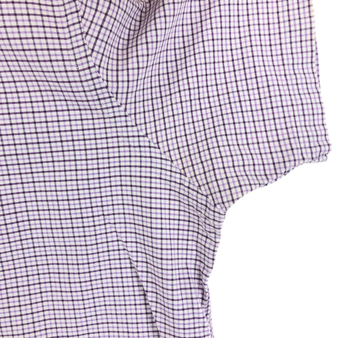 Ralph Lauren short sleeve button down check shirt, men's size L cotton purple type Vintage Second Hand