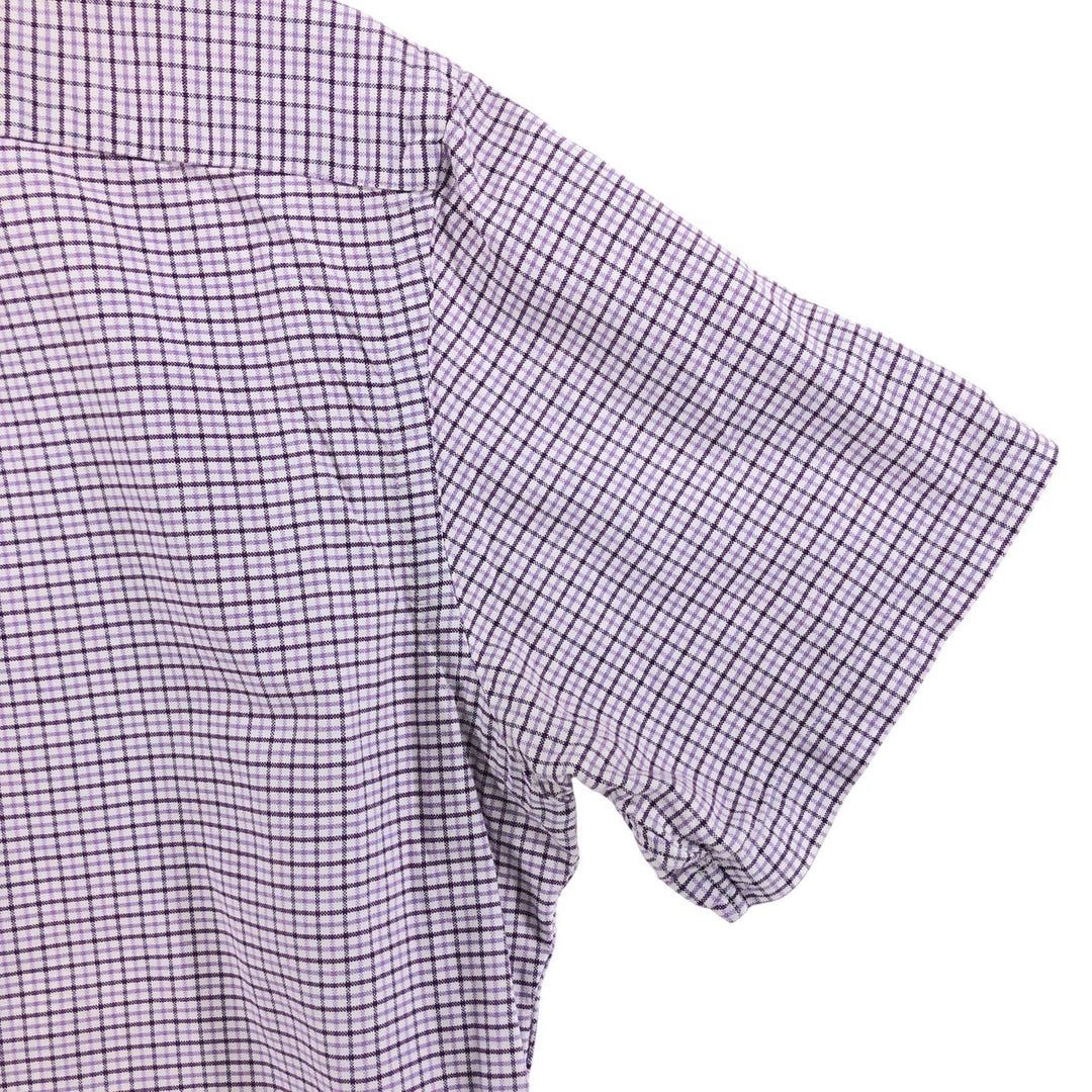 Ralph Lauren short sleeve button down check shirt, men's size L cotton purple type Vintage Second Hand