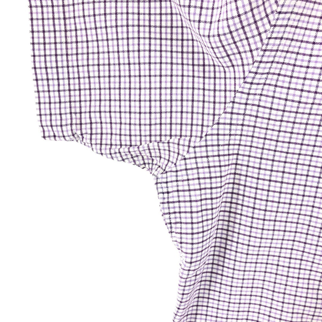 Ralph Lauren short sleeve button down check shirt, men's size L cotton purple type Vintage Second Hand