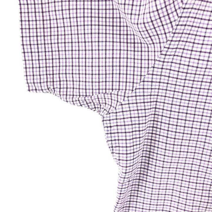 Ralph Lauren short sleeve button down check shirt, men's size L cotton purple type Vintage Second Hand