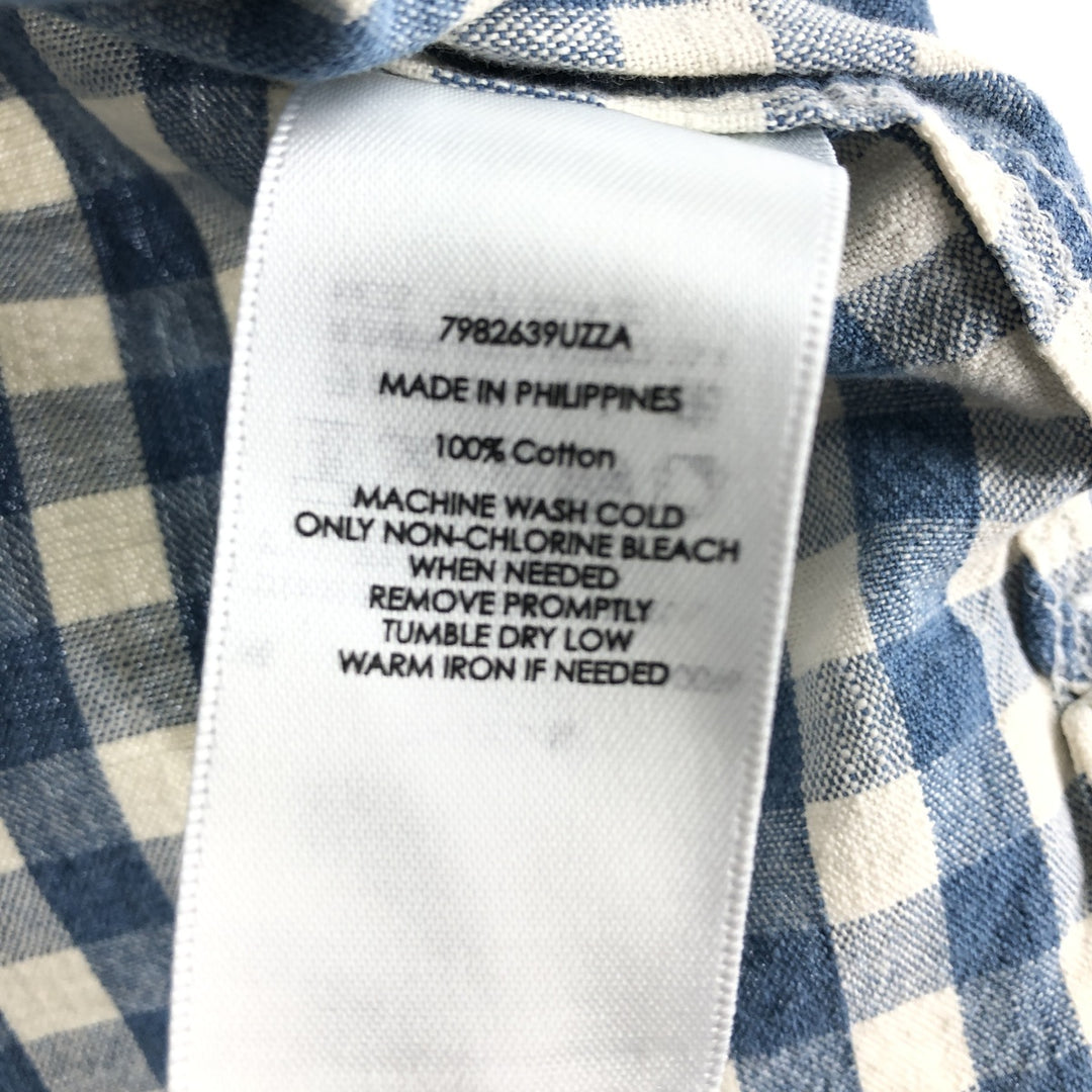 Ralph Lauren POLO by Ralph Lauren Gingham Check Short Sleeve Cotton Check Shirt Men's XL cotton Blue type light blue Vintage Second Hand