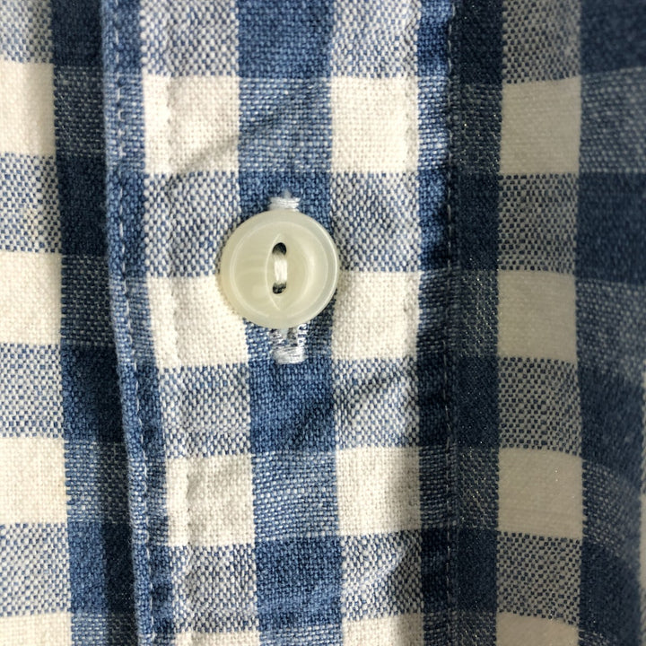 Ralph Lauren POLO by Ralph Lauren Gingham Check Short Sleeve Cotton Check Shirt Men's XL cotton Blue type light blue Vintage Second Hand