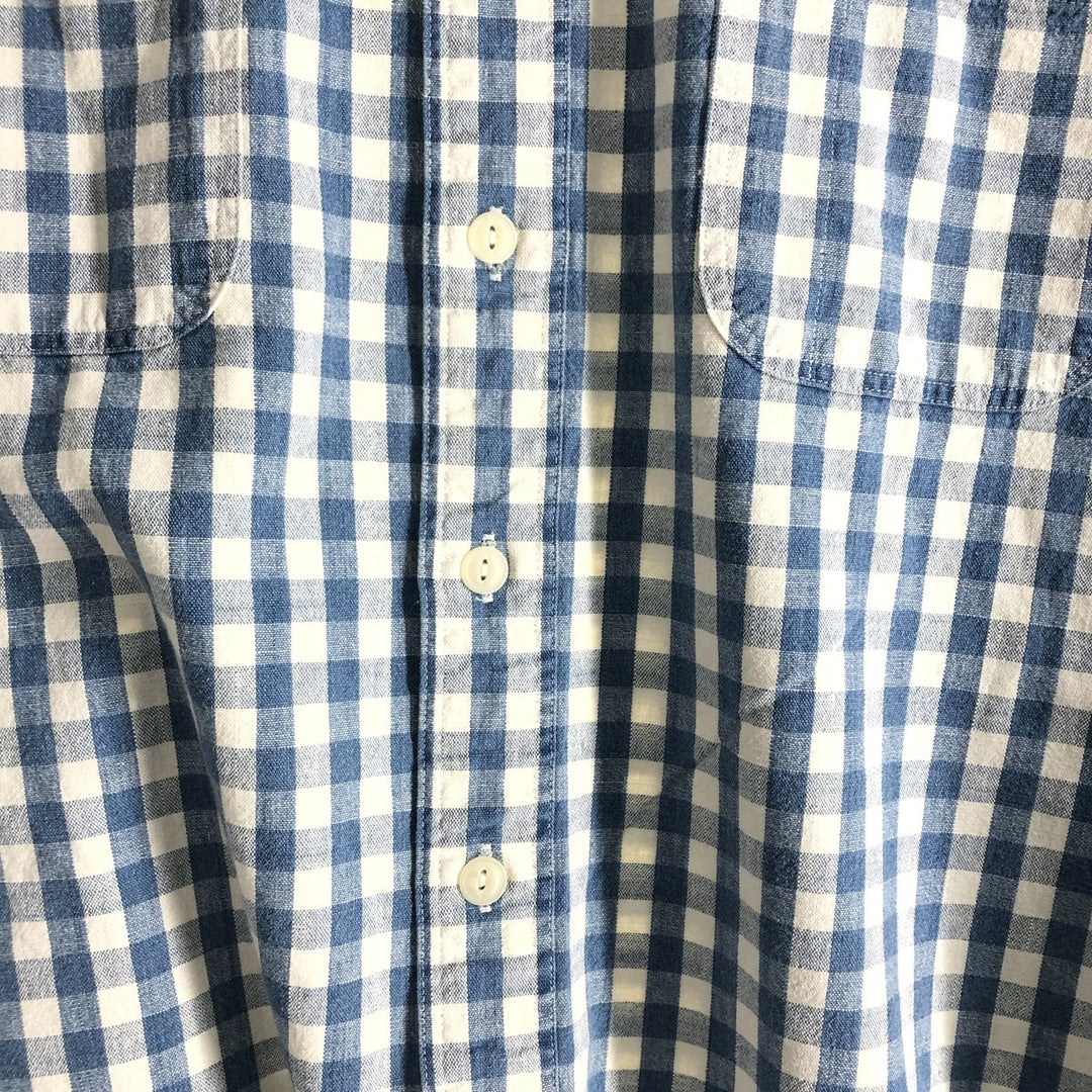 Ralph Lauren POLO by Ralph Lauren Gingham Check Short Sleeve Cotton Check Shirt Men's XL cotton Blue type light blue Vintage Second Hand