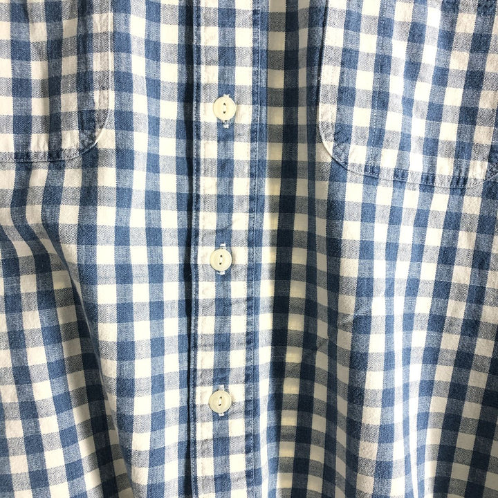 Ralph Lauren POLO by Ralph Lauren Gingham Check Short Sleeve Cotton Check Shirt Men's XL cotton Blue type light blue Vintage Second Hand