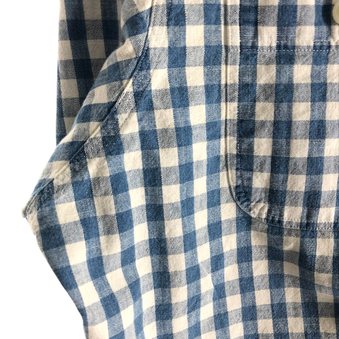 Ralph Lauren POLO by Ralph Lauren Gingham Check Short Sleeve Cotton Check Shirt Men's XL cotton Blue type light blue Vintage Second Hand
