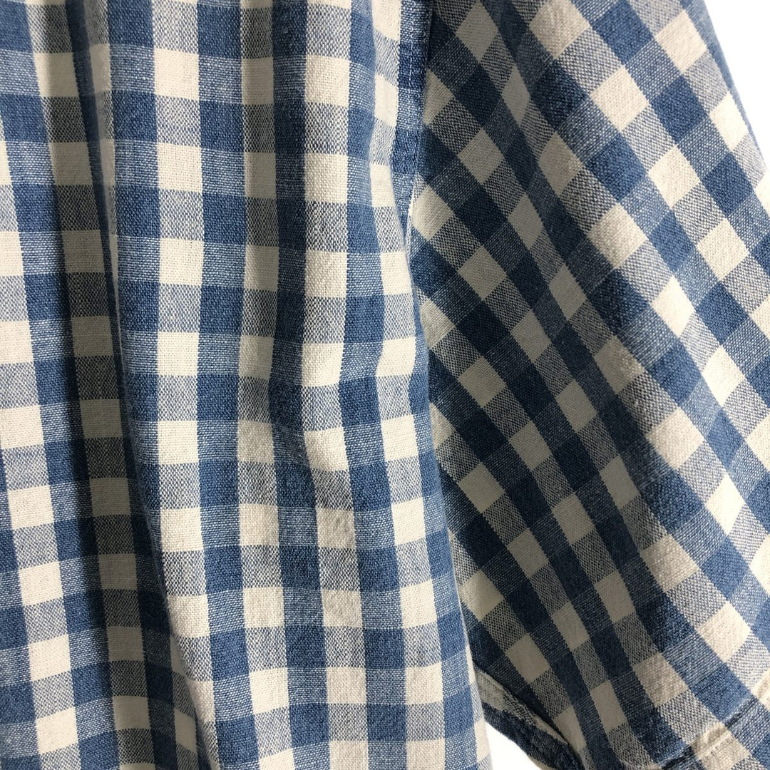 Ralph Lauren POLO by Ralph Lauren Gingham Check Short Sleeve Cotton Check Shirt Men's XL cotton Blue type light blue Vintage Second Hand