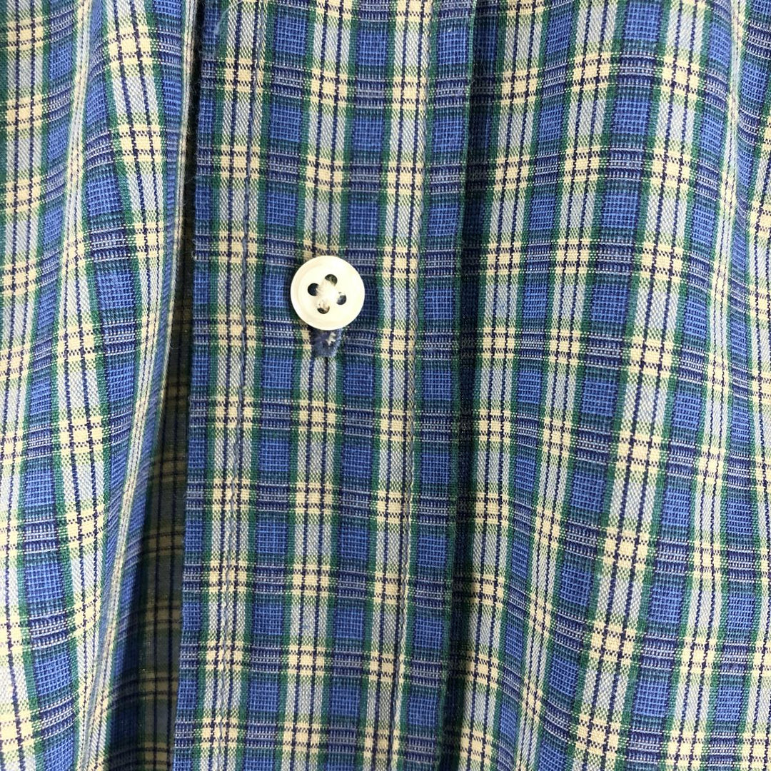 Ralph Lauren YARMOUTH short sleeve button down check shirt, men's size M cotton navy blue type Vintage Second Hand