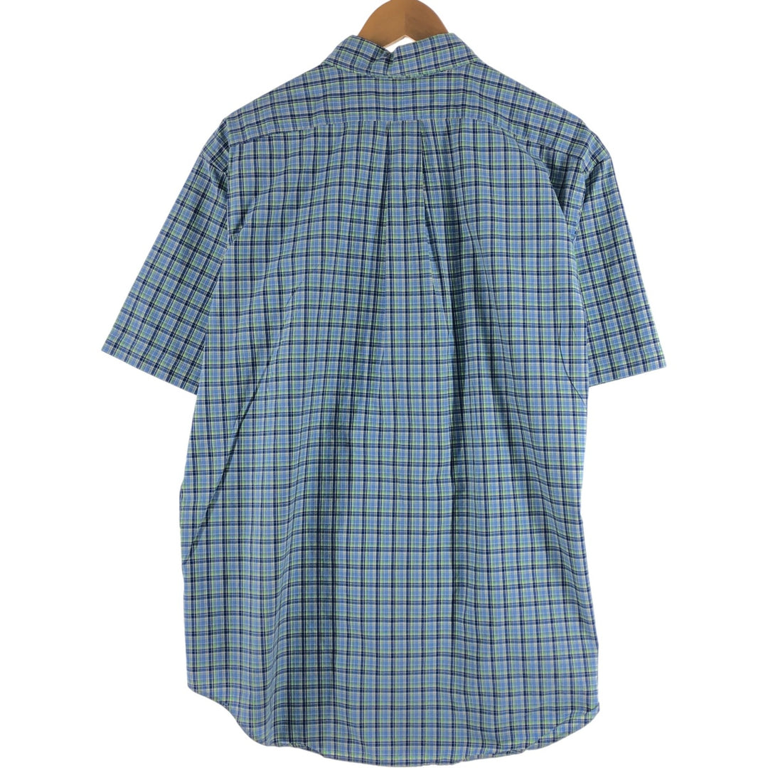Ralph Lauren Classic Fit short sleeve button down check shirt, men's size XL cotton Blue type light blue Vintage Second Hand