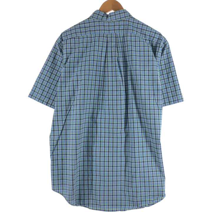 Ralph Lauren Classic Fit short sleeve button down check shirt, men's size XL cotton Blue type light blue Vintage Second Hand