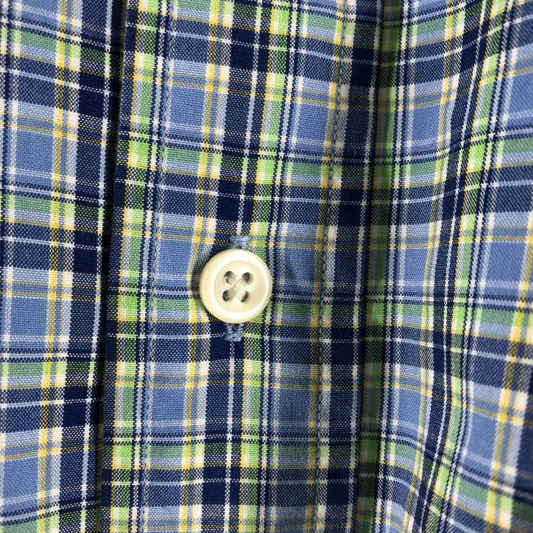 Ralph Lauren Classic Fit short sleeve button down check shirt, men's size XL cotton Blue type light blue Vintage Second Hand