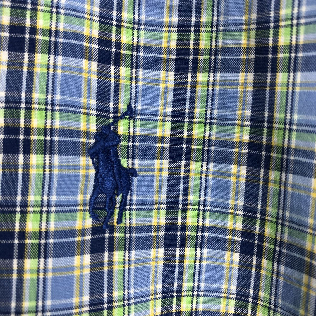 Ralph Lauren Classic Fit short sleeve button down check shirt, men's size XL cotton Blue type light blue Vintage Second Hand