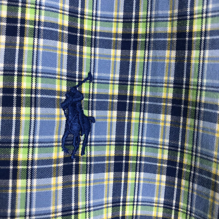 Ralph Lauren Classic Fit short sleeve button down check shirt, men's size XL cotton Blue type light blue Vintage Second Hand