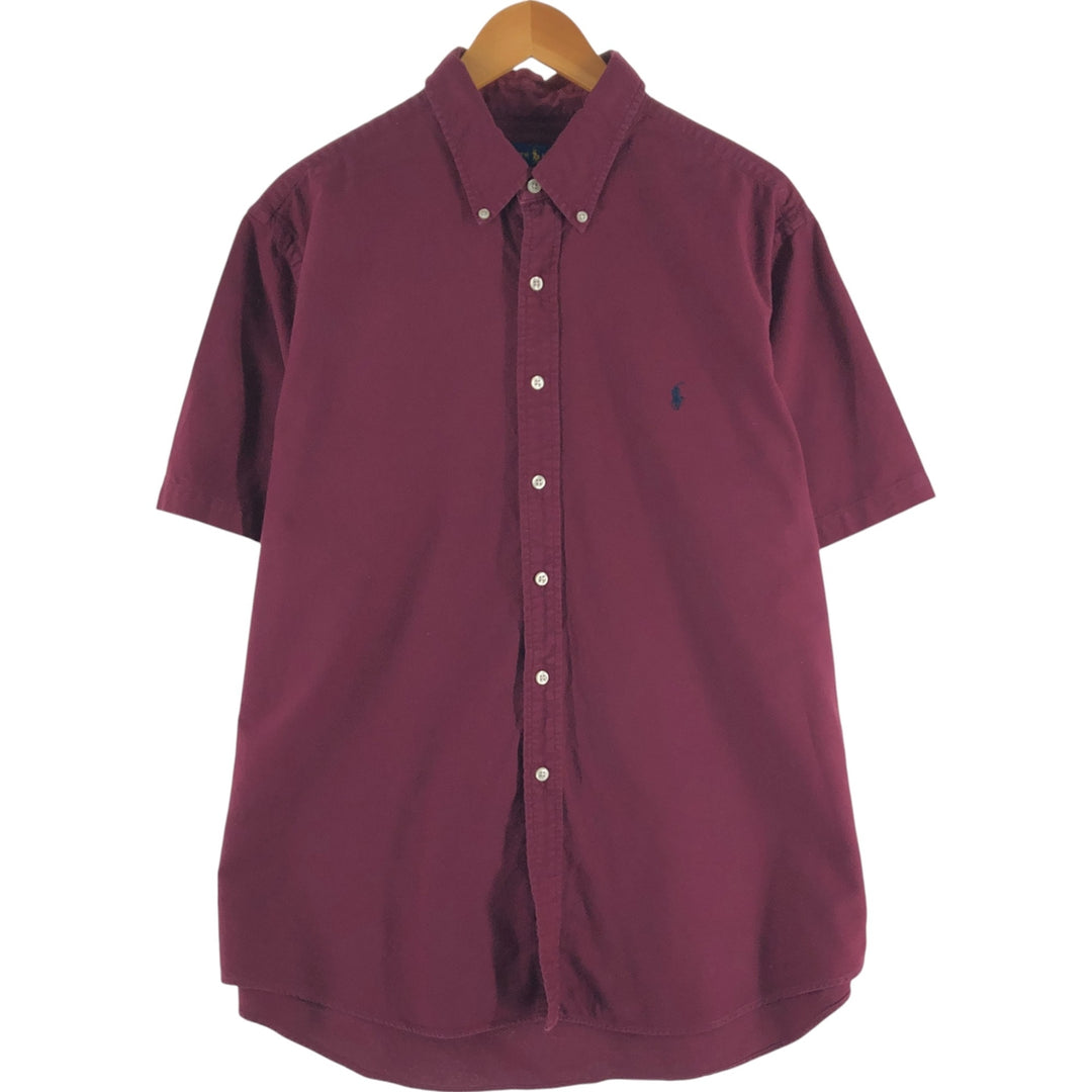 Ralph Lauren short sleeve button down shirt, men's XL size cotton wine-red Vintage Second Hand