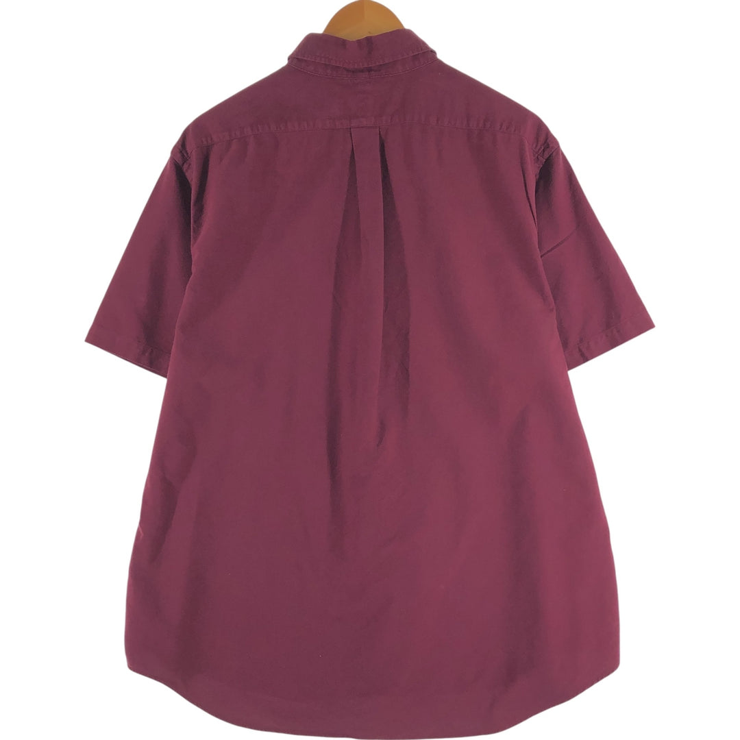 Ralph Lauren short sleeve button down shirt, men's XL size cotton wine-red Vintage Second Hand