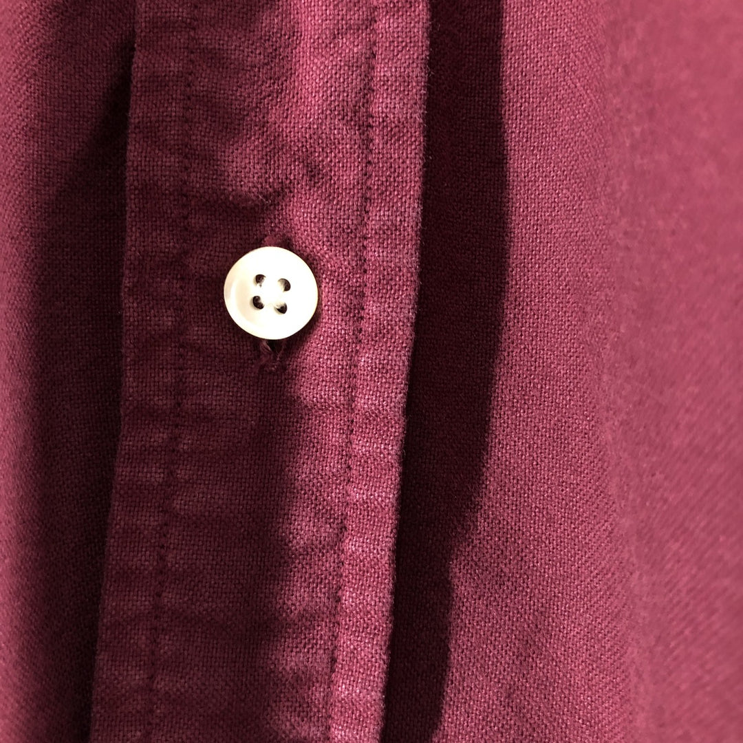 Ralph Lauren short sleeve button down shirt, men's XL size cotton wine-red Vintage Second Hand