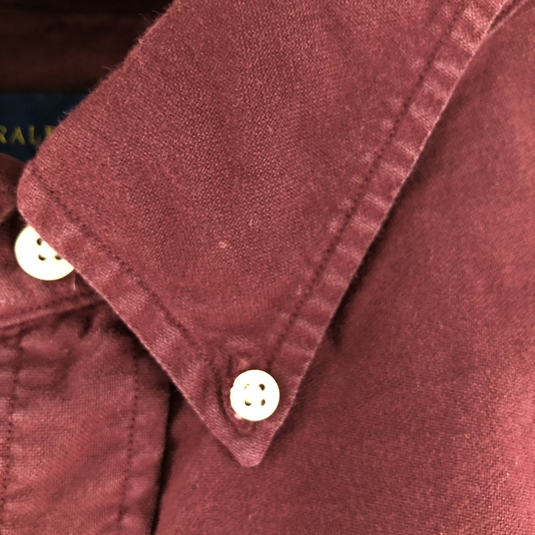 Ralph Lauren short sleeve button down shirt, men's XL size cotton wine-red Vintage Second Hand