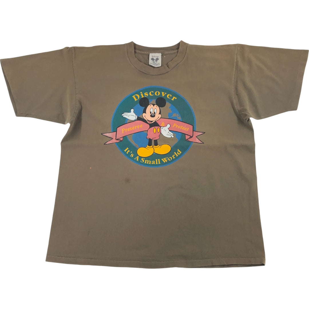 90'S DISNEY ORIGINALS MICKEY MOUSE Mickey Mouse character print T-shirt Made in Canada Men's L size Vintage cotton Khaki type Vintage Second Hand