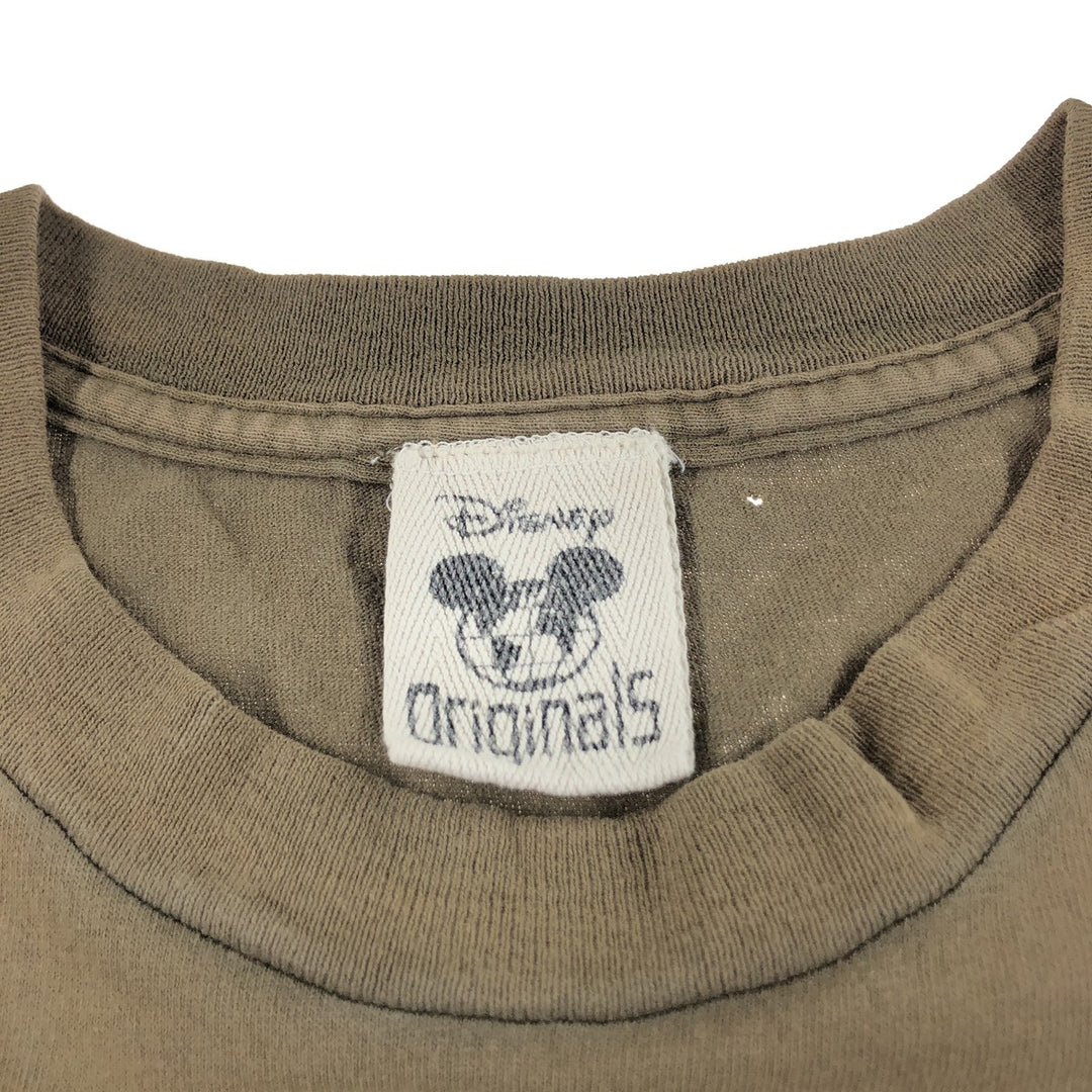 90'S DISNEY ORIGINALS MICKEY MOUSE Mickey Mouse character print T-shirt Made in Canada Men's L size Vintage cotton Khaki type Vintage Second Hand