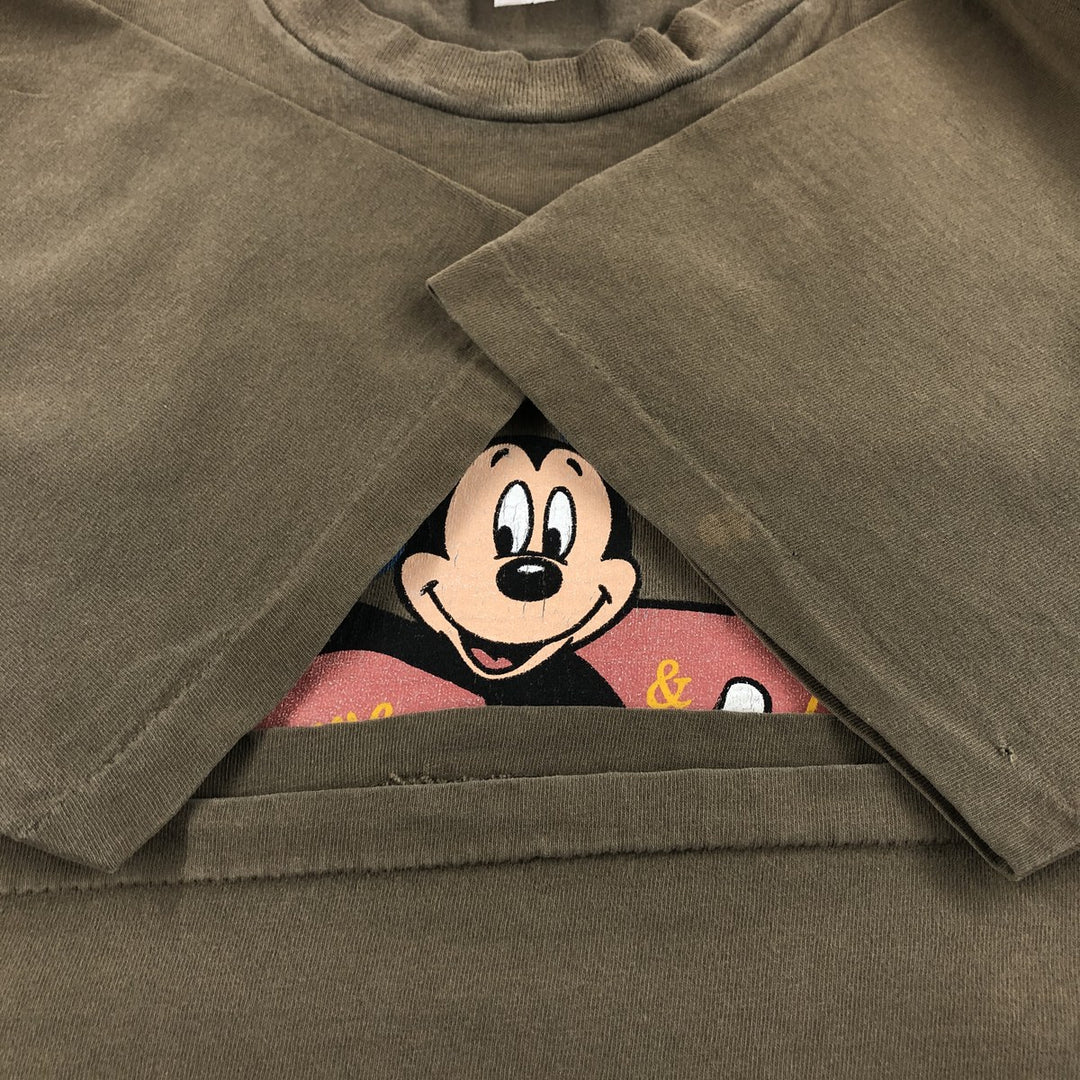 90'S DISNEY ORIGINALS MICKEY MOUSE Mickey Mouse character print T-shirt Made in Canada Men's L size Vintage cotton Khaki type Vintage Second Hand