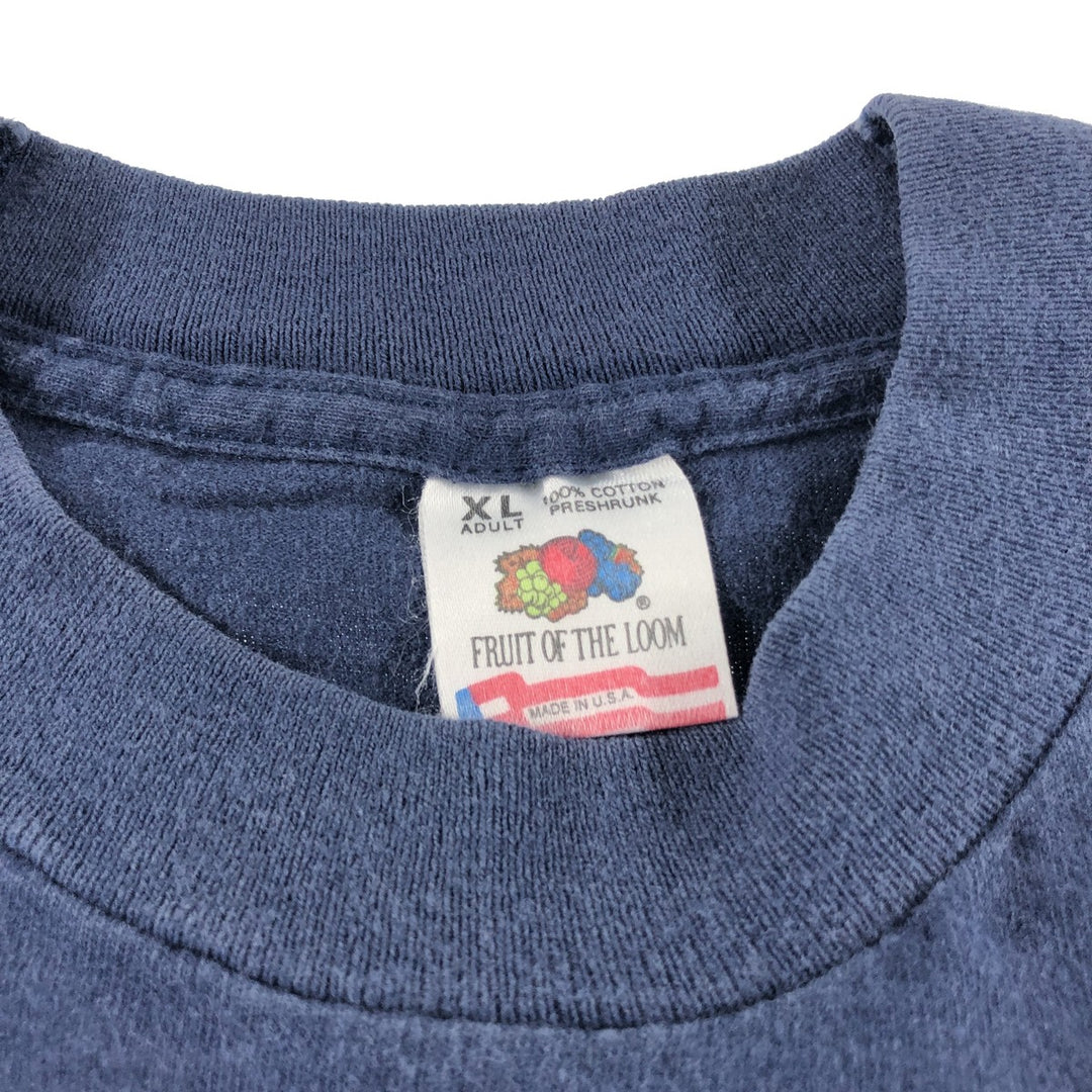 90'S Fruit of the Loom plain T-shirt, made in the USA, men's XL size, vintage cotton navy blue type Vintage Second Hand