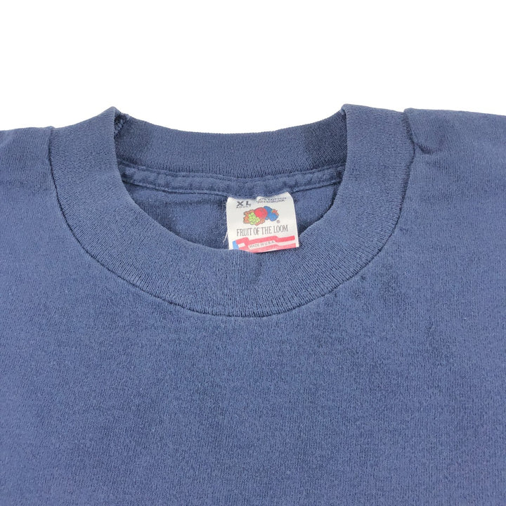 90'S Fruit of the Loom plain T-shirt, made in the USA, men's XL size, vintage cotton navy blue type Vintage Second Hand
