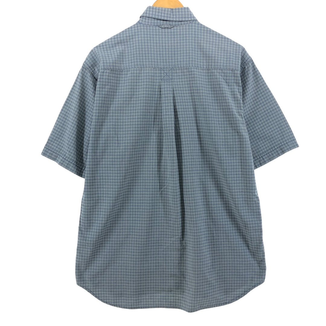 90s~00'S Timberland short sleeve button down check shirt men's size L vintage unclear Blue type light blue Vintage Second Hand