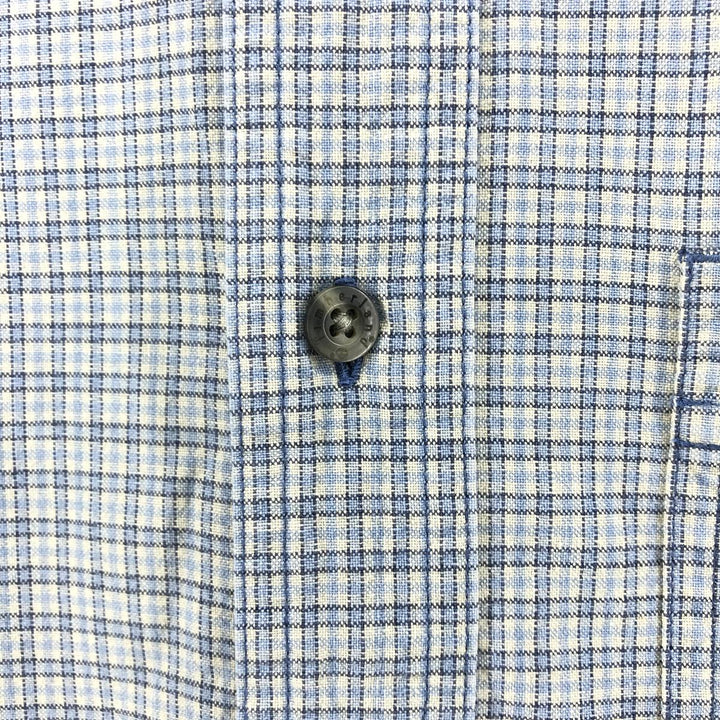90s~00'S Timberland short sleeve button down check shirt men's size L vintage unclear Blue type light blue Vintage Second Hand