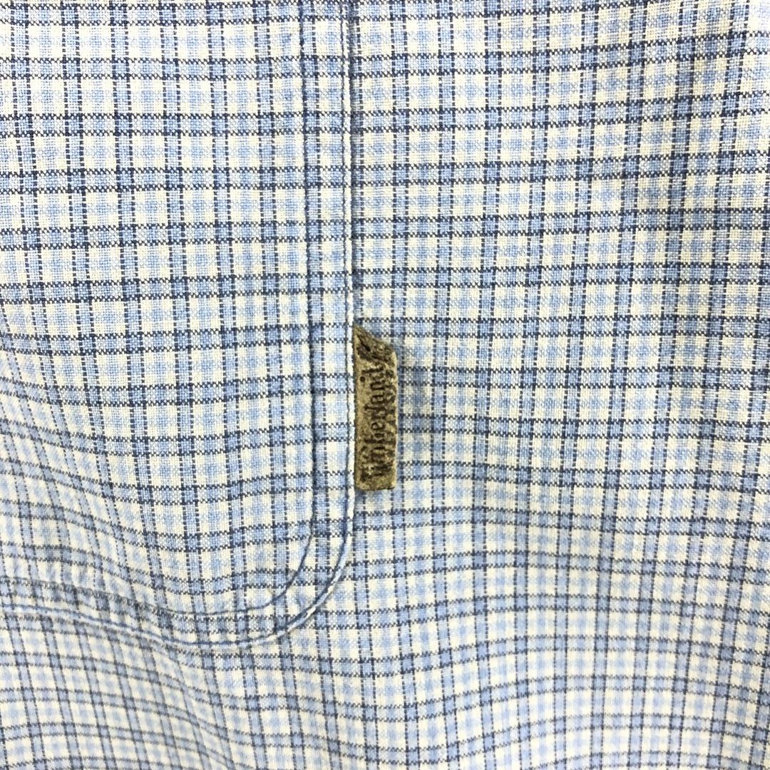 90s~00'S Timberland short sleeve button down check shirt men's size L vintage unclear Blue type light blue Vintage Second Hand