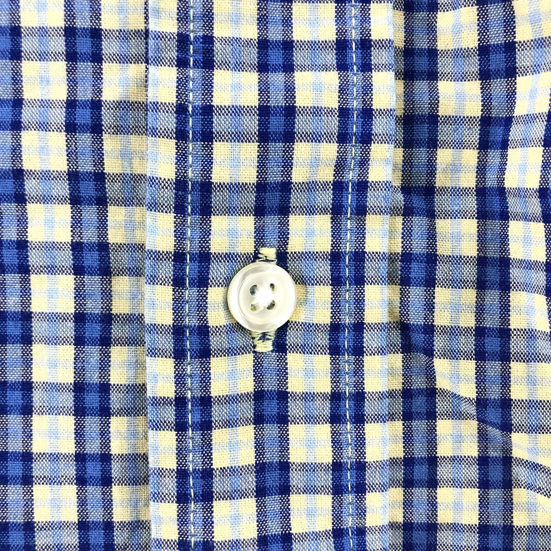 90'S ~ Tommy Hilfiger Check Pattern Short Sleeve Button Down Check Shirt Men's XL Vintage cotton yellow type Vintage Second Hand