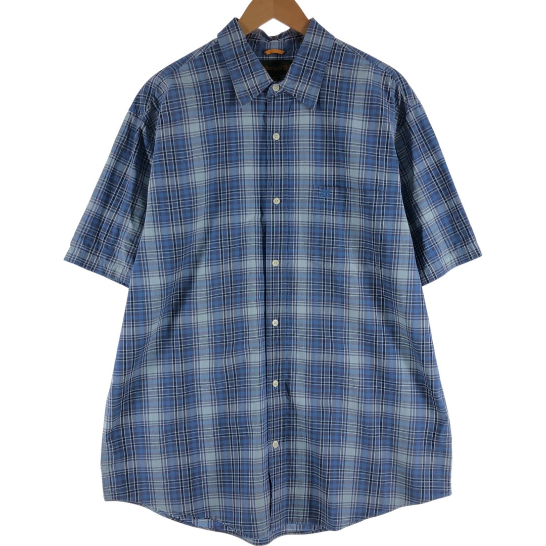 90s~00'S Vintage Timberland Short Sleeve Cotton Check Shirt Men's XL cotton Blue type light blue Vintage Second Hand