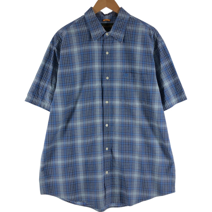 90s~00'S Vintage Timberland Short Sleeve Cotton Check Shirt Men's XL cotton Blue type light blue Vintage Second Hand