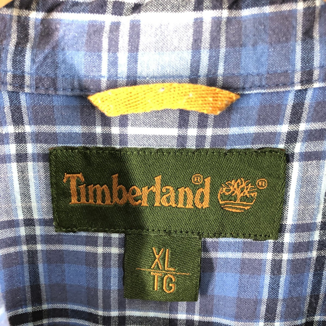 90s~00'S Vintage Timberland Short Sleeve Cotton Check Shirt Men's XL cotton Blue type light blue Vintage Second Hand