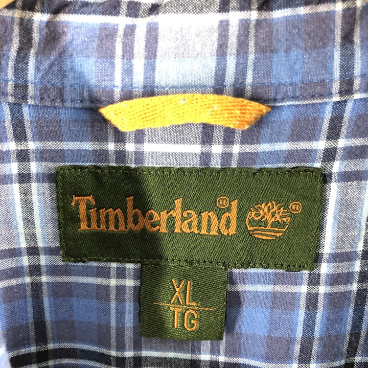 90s~00'S Vintage Timberland Short Sleeve Cotton Check Shirt Men's XL cotton Blue type light blue Vintage Second Hand