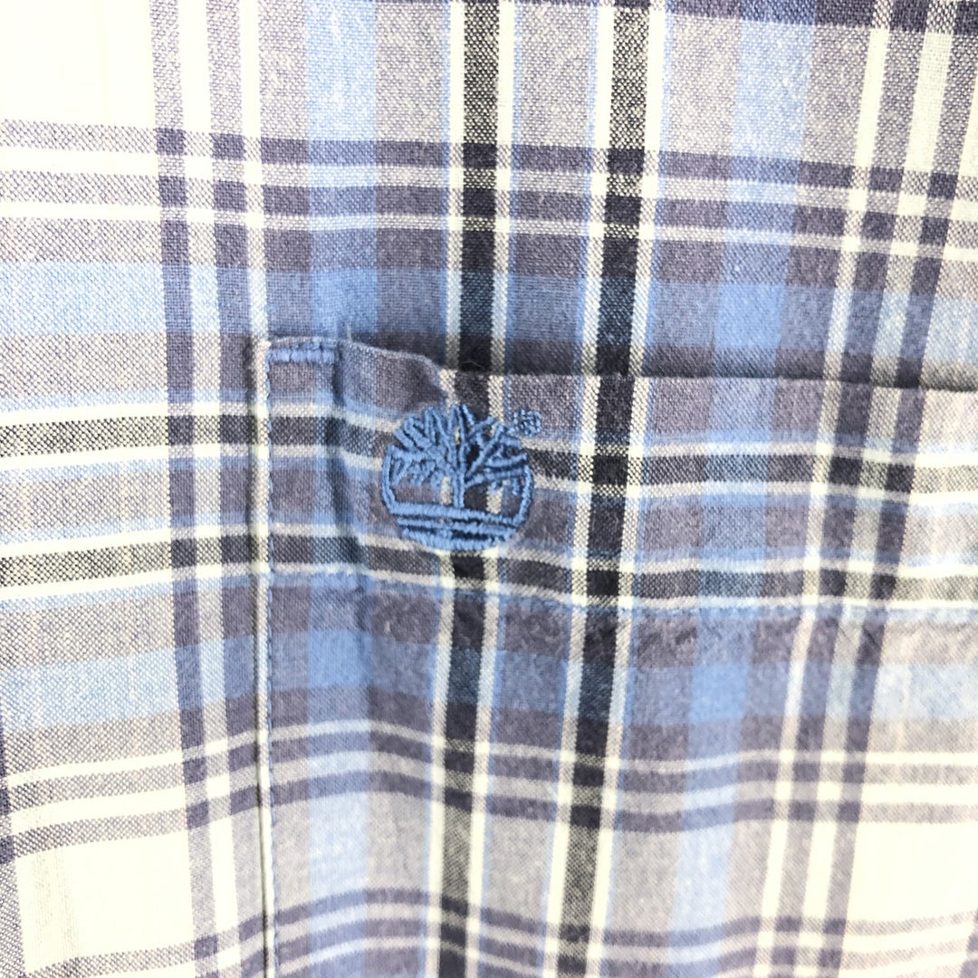 90s~00'S Vintage Timberland Short Sleeve Cotton Check Shirt Men's XL cotton Blue type light blue Vintage Second Hand