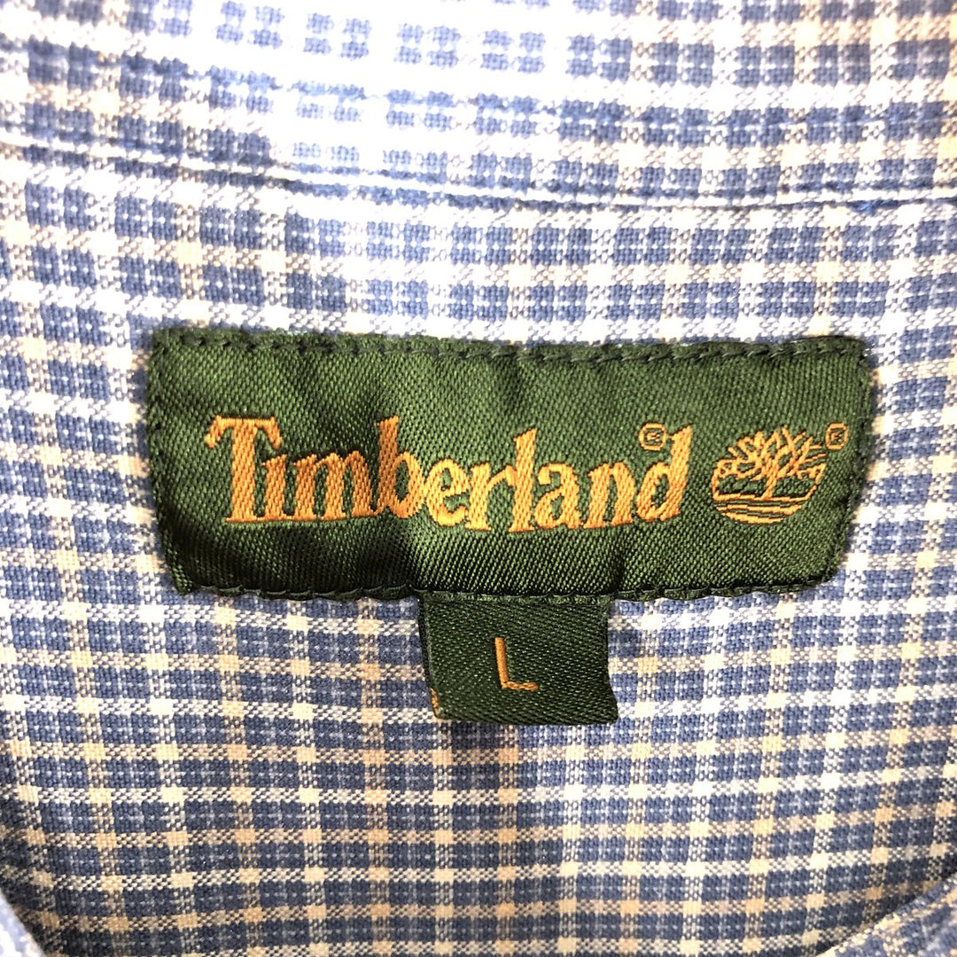 90s~00'S Timberland short sleeve button down check shirt men's size L vintage cotton blue type Vintage Second Hand