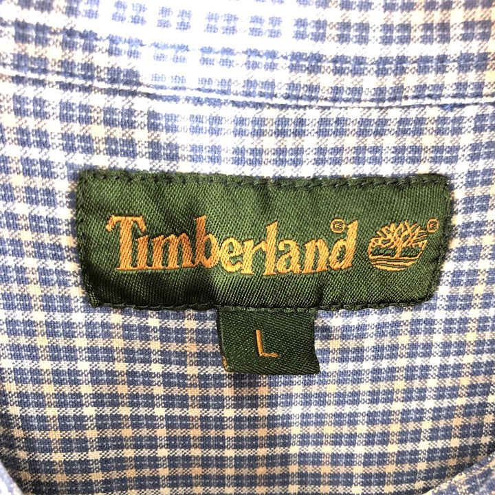 90s~00'S Timberland short sleeve button down check shirt men's size L vintage cotton blue type Vintage Second Hand