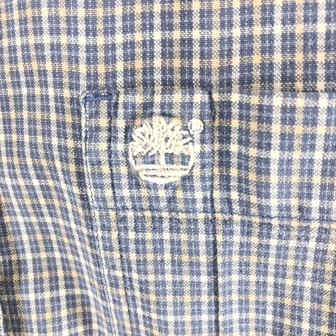 90s~00'S Timberland short sleeve button down check shirt men's size L vintage cotton blue type Vintage Second Hand