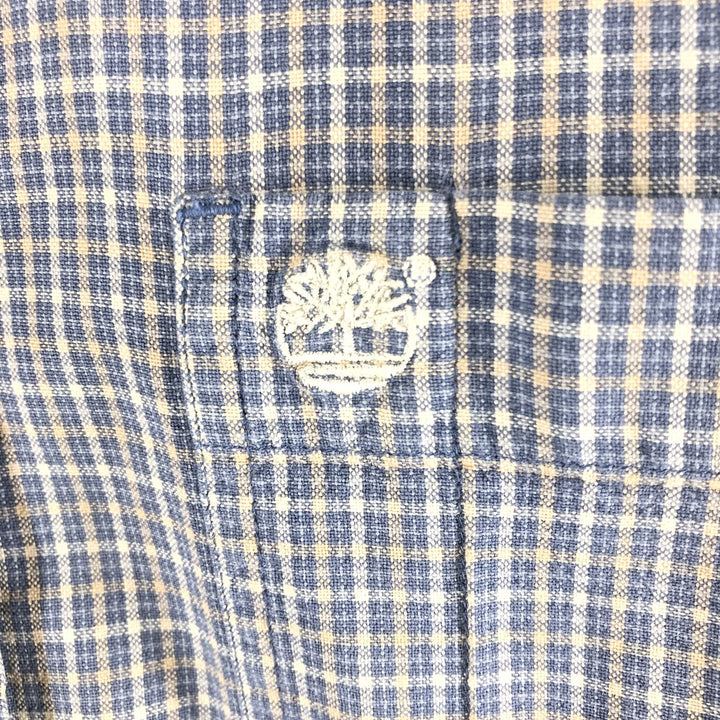 90s~00'S Timberland short sleeve button down check shirt men's size L vintage cotton blue type Vintage Second Hand